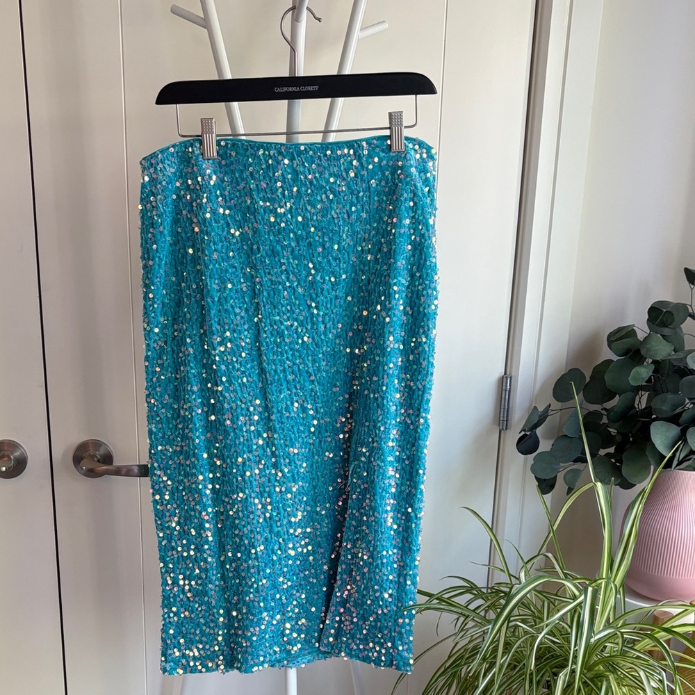Vero Moda Blue Sequin Pencil Skirt